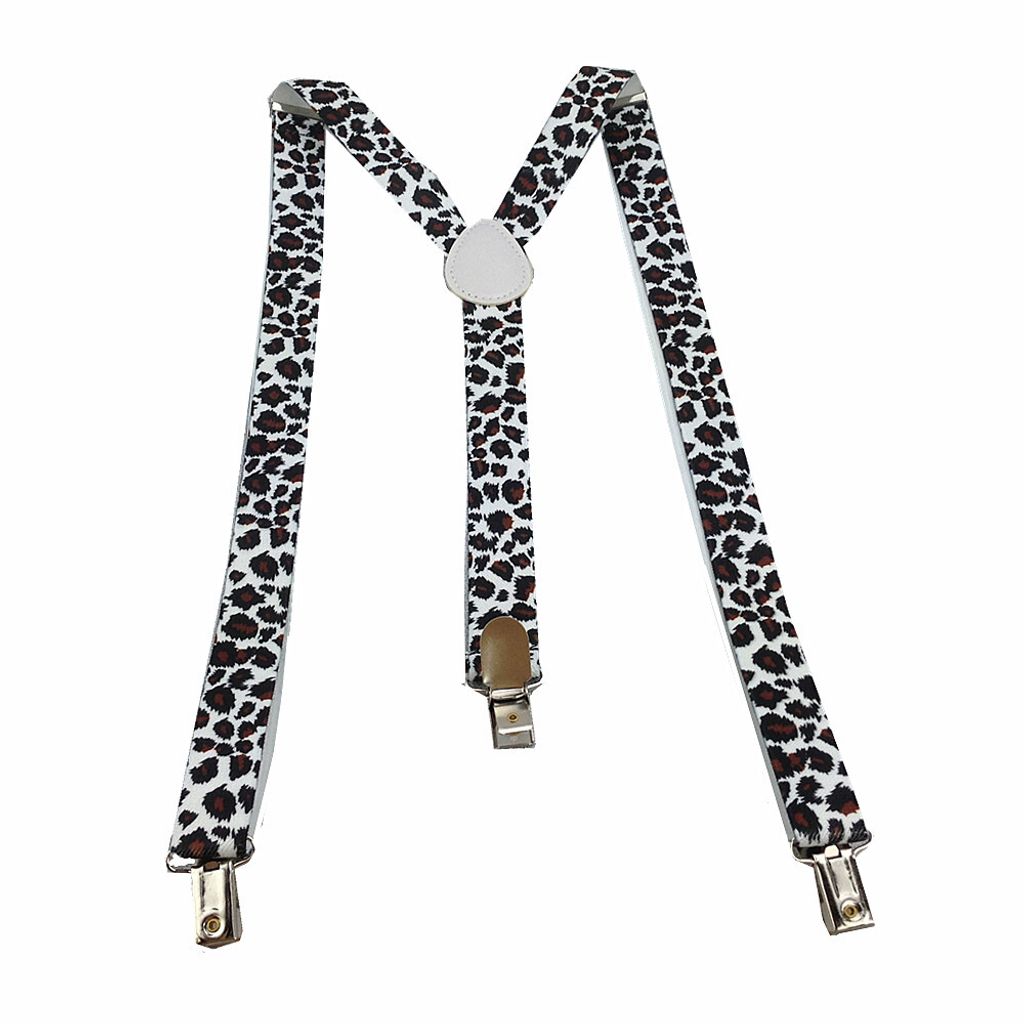 Hosentraeger Y Form schmal  Weiss Leopard Produktbild 