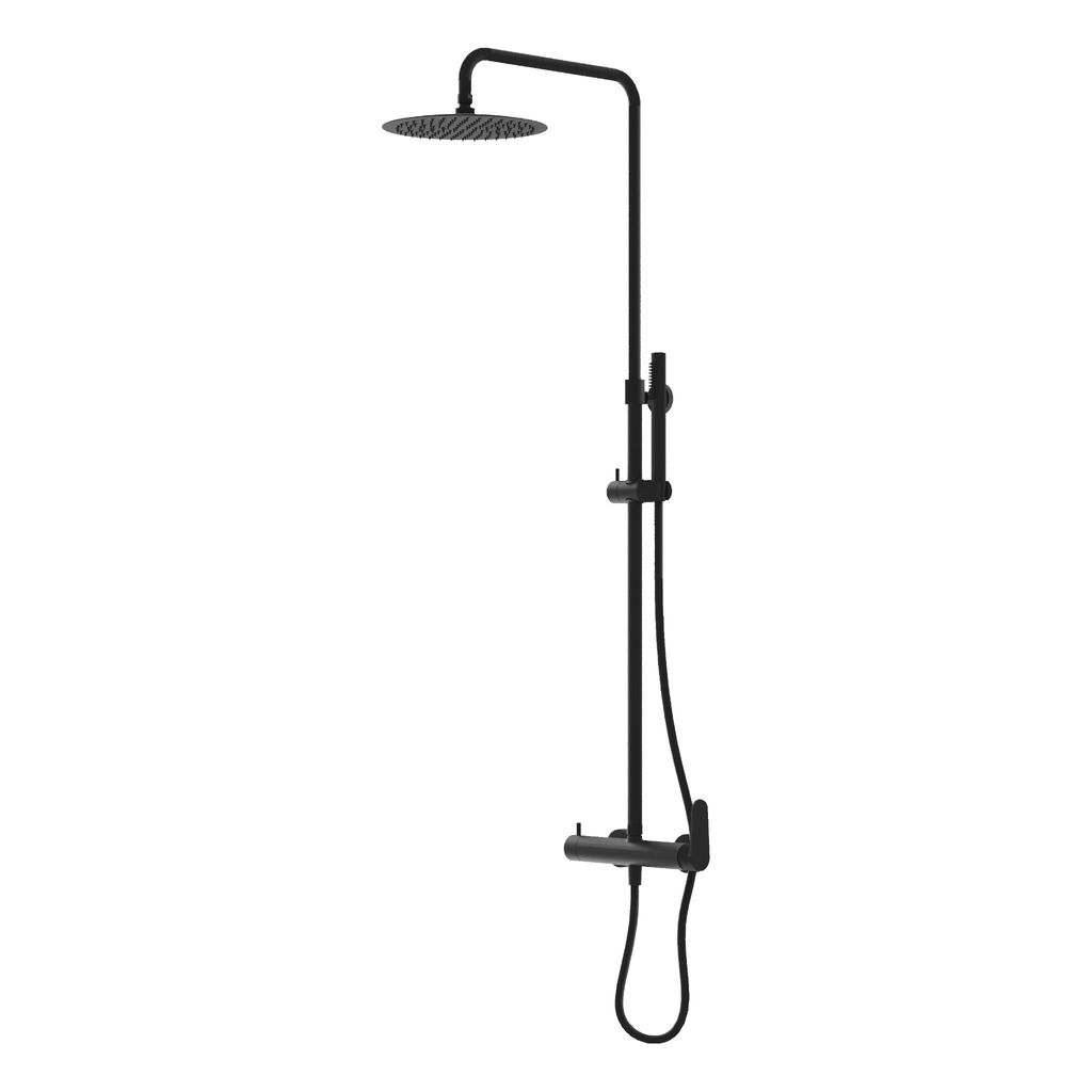 Lavita Cetus Matt Schwarz Duschset | Duschen Komplette Dusche Duschgarnitur mit Regendusche| Duschbrause Set Armatur Modernes Design