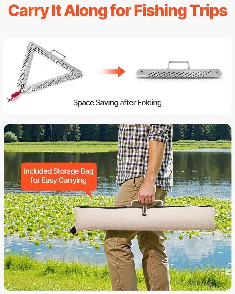 Râteau de lac pour enlever les algues, modèle pliable 24 pouces inox