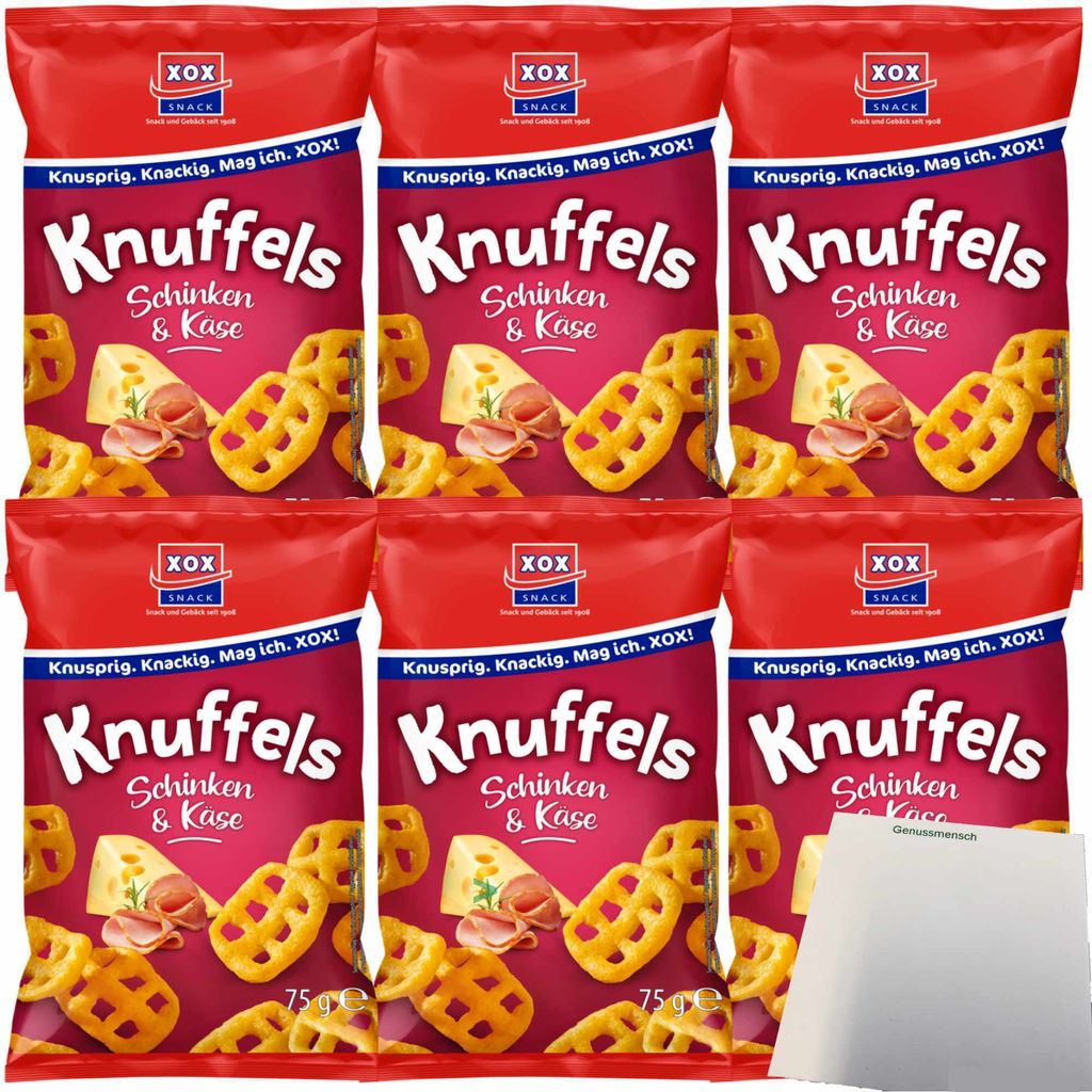 XOX Knuffels Schinken&Käse Snack 6er Pack (6x75g Packung) + Produktbild 