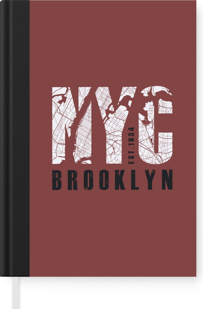 MuchoWow Notizbuch Tagebuch Haushaltsbuch Notebook A5 New York - NYC - Karte - Notizblock - Notizheft - Notebook - Schreibblock - Papier
