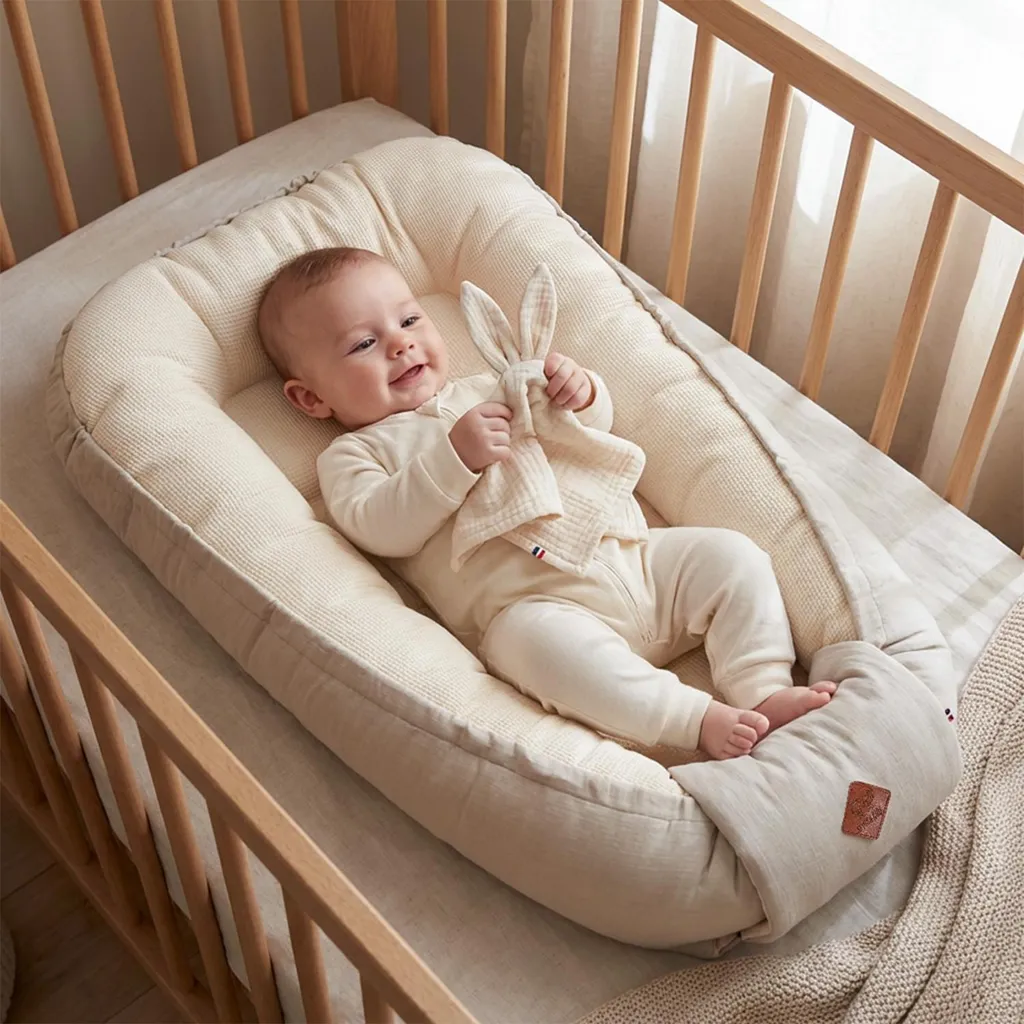Réducteur de Lit Bébé Luna Beige - Cocon de Sommeil Douillet 0-9 Mois