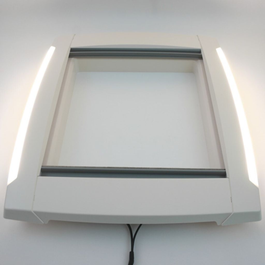 Innenrahmen für MPK Dachluke Dachfenster Dachhaube 40 x 40 cm Wohnwagen Wohnmobil Caravan mit LED Beleuchtung und Doppelplissee