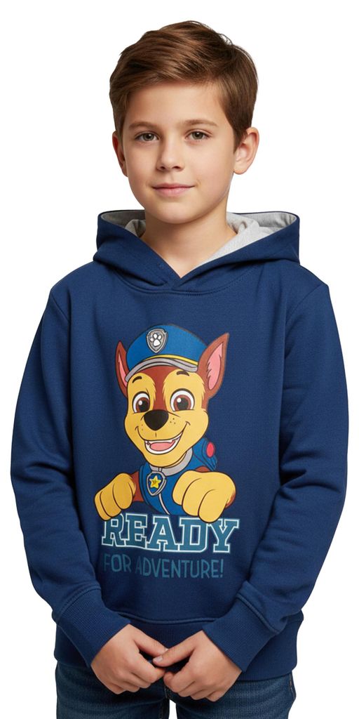 Paw Patrol Hoodie für Jungen - Chase Ready for Adventure Kinder Kapuzenpullover Pullover mit Kapuze Sweatshirt Blau 98-104