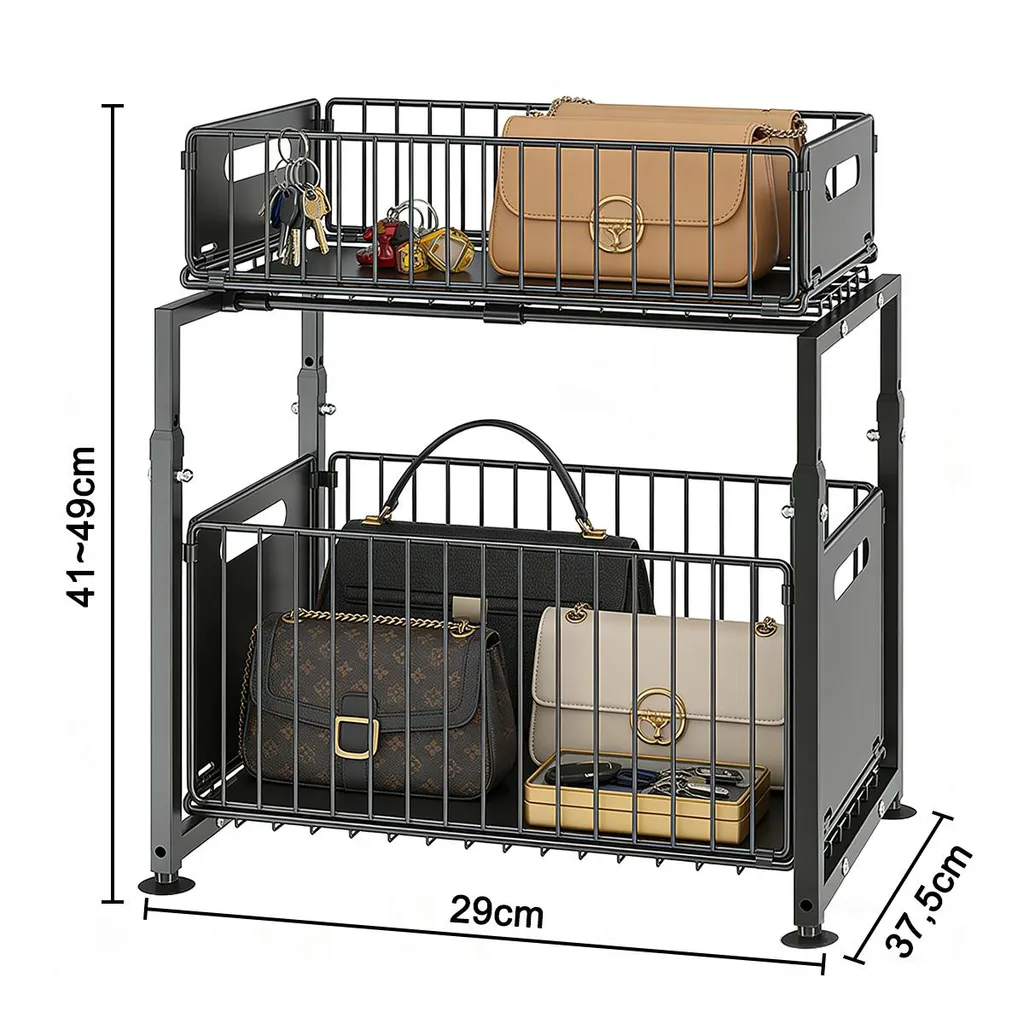 Relaxdays Organizer Mobile Sottolavello, Scaffale A 2 Ripiani 4 Ganci E