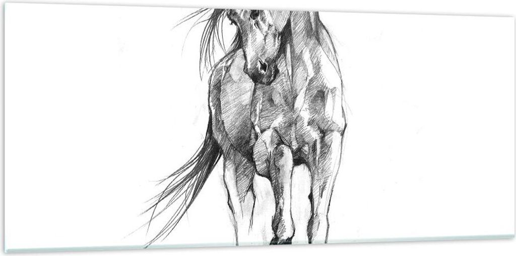 Bilder auf glas - Einteilig - Pferd Galopp Tier - 120x50cm - Glasbilder - Wandbilder - Bilder - zum Aufhängen bereit - Wanddekoration aus Glas - G...