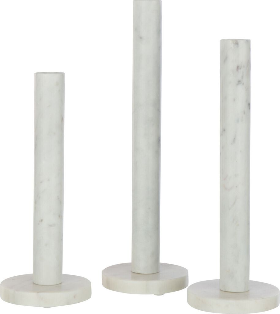 J-Line Set Von 3 Kerzenhalter Marmor Weiß