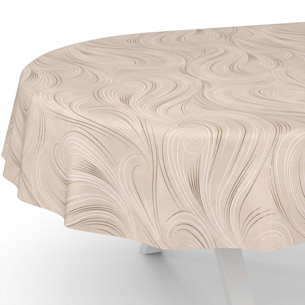 Wachstuchtischdecke abwaschbar oval 240x140cm beige Produktbild 