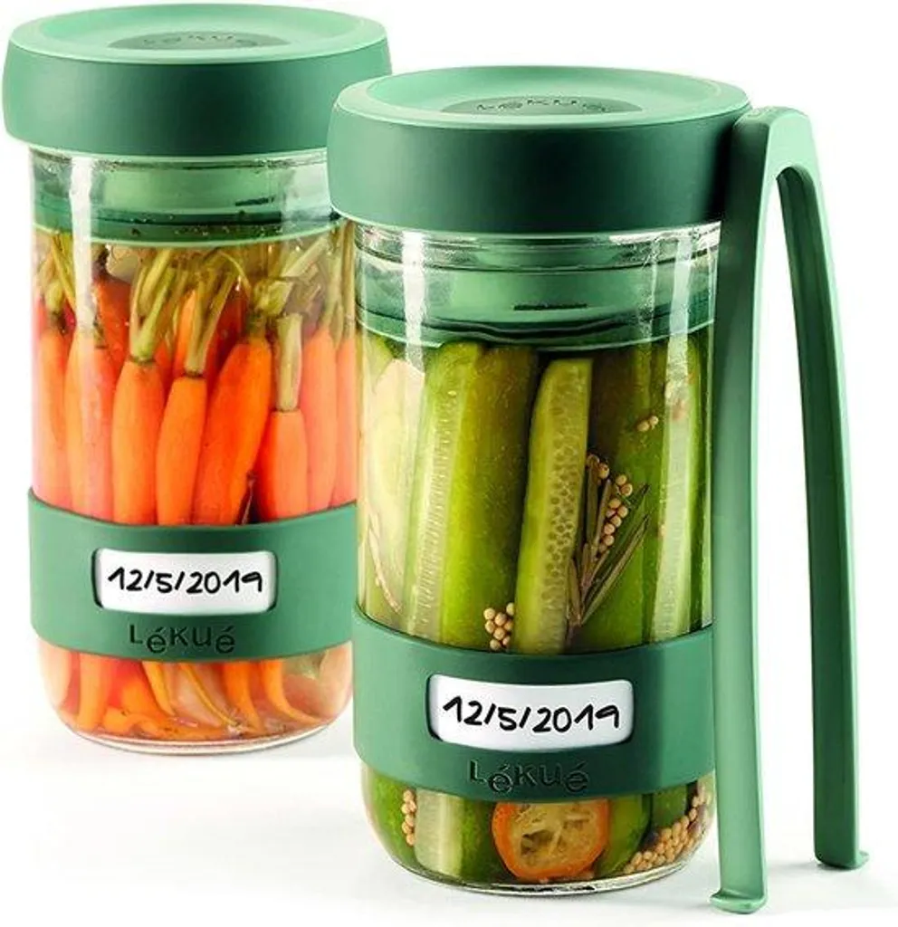 Kit anti-gaspillage cornichons bocal 700 ml vert pour conservation