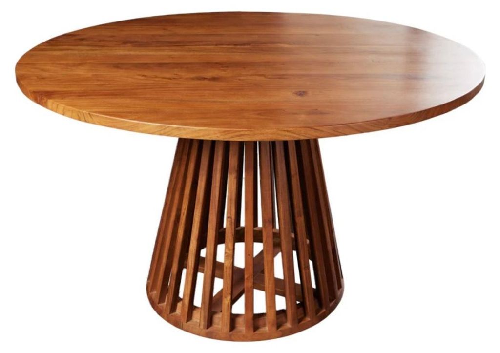 Esstisch TALMA – Rund Durchmesser 140 cm – Massivholz Akazie lackiert – Rustikaler Stil
