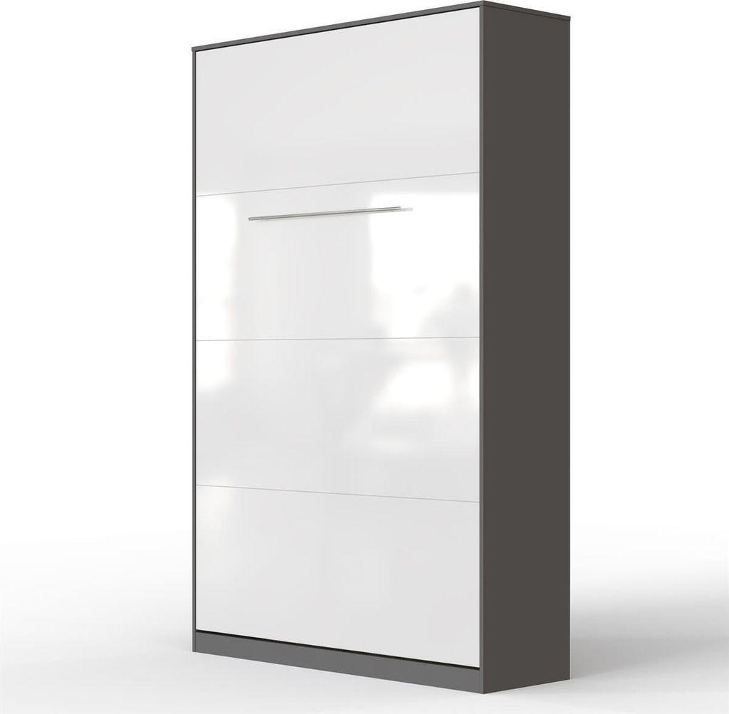 SMARTBett Schrankbett Standard Anthrazit/Weiss Hochglanzfront 120 Vertikal