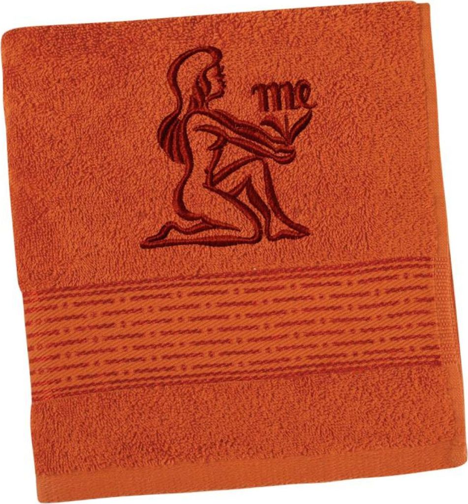 Frottierhandtuch Streifen mit Sternzeichen Stickerei - 50x100 cm - Terracotta