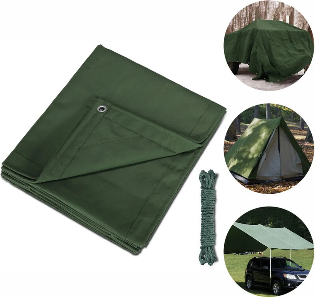 Bâche de protection 1x2m en coton 450g/m² avec œillets renforcés verte