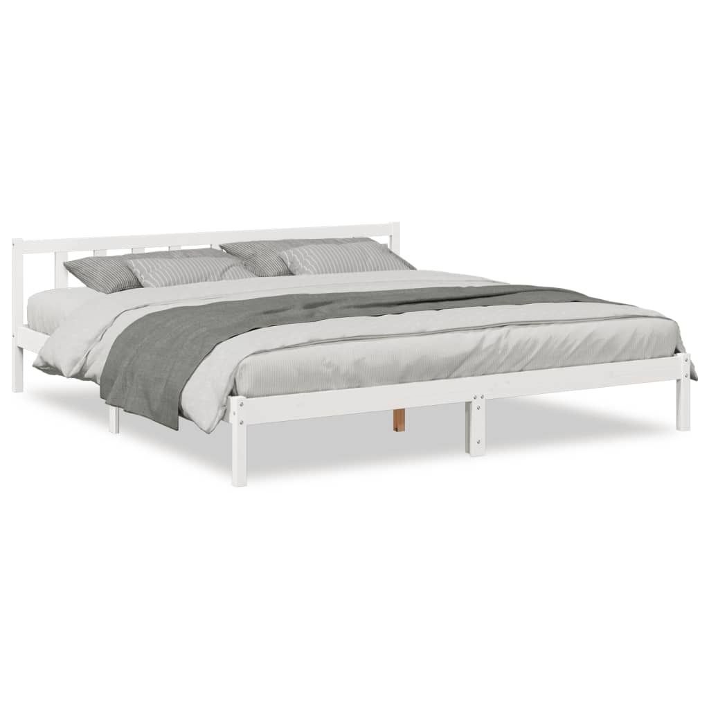 "2026 MODERNE"Massivholzbett Modernes/Doppelbett - Polsterbett Erwachsene/r /Kind - Extra Lang ohne Matratze - Weiß 180x210 Kieferholz - Klassisch...