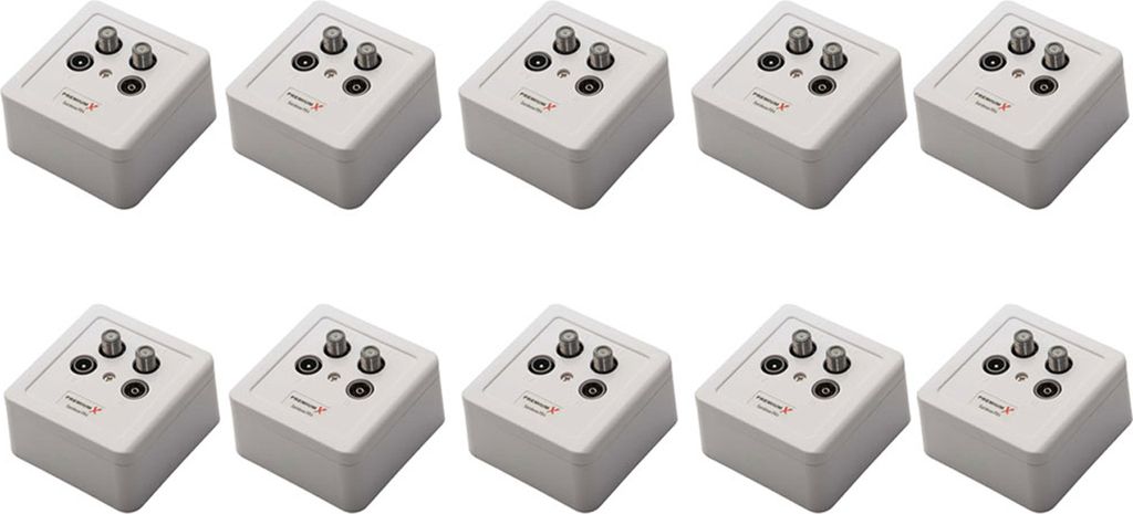 10x PremiumX PX-4 Sat Dose 4 Fach Enddose TWIN Antennendose Produktbild 