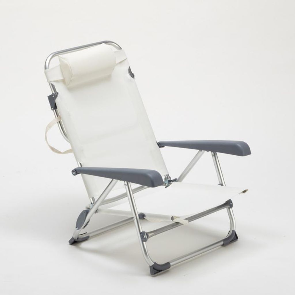 Liegestuhl Strandstuhl Klappbar mit Armlehne aus Aluminium für Strand Gargano - Weiß