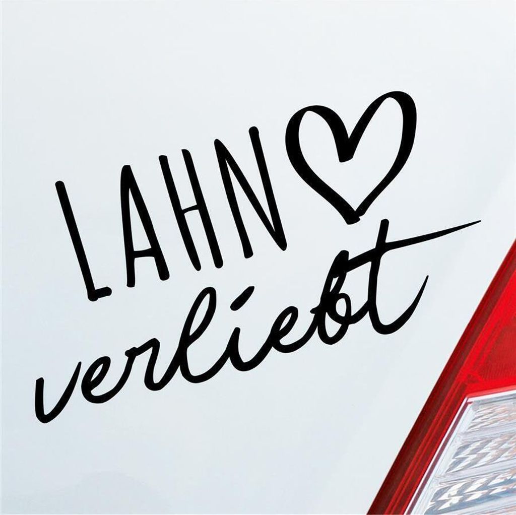 Auto Aufkleber Lahn verliebt Herz Fluss River Wasser Water Liebe Car 19x10 cm Schwarz Glanz Sticker Heckscheibenaufkleber