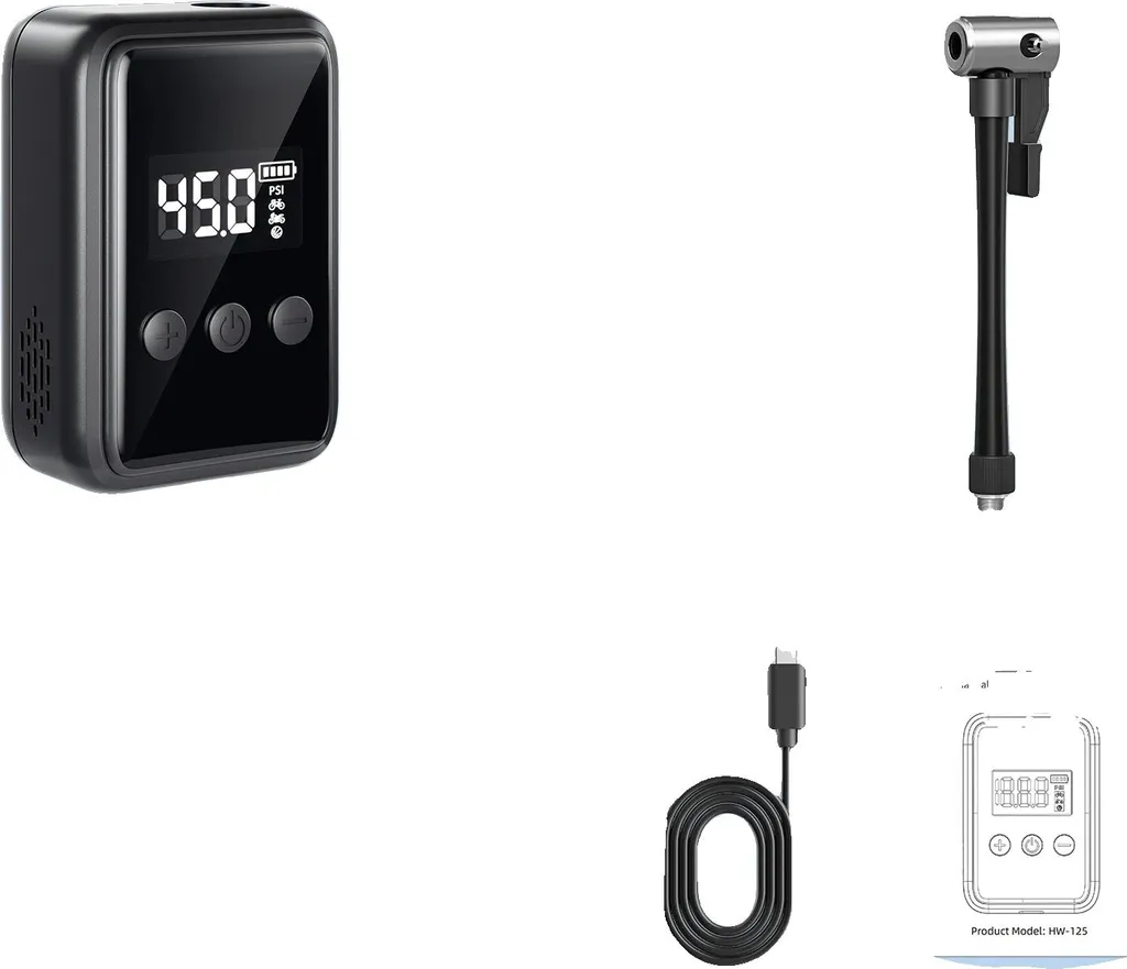 Compresseur d'air portable sans fil noir pour vélo moto et voiture