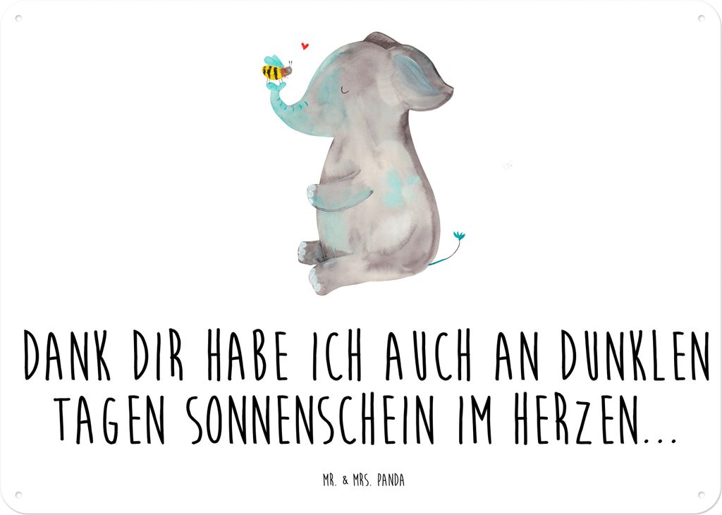 Mr. & Mrs. Panda tafel Elefant Biene DIN A4 - Weiß - Geschenk, Retro Blechschild, Türschild, Schild, Lustige Sprüche, Wandbild, Liebe, Hochzeits...