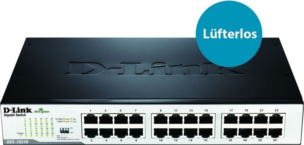 D-Link DGS-1024D, Unmanaged, Vollduplex