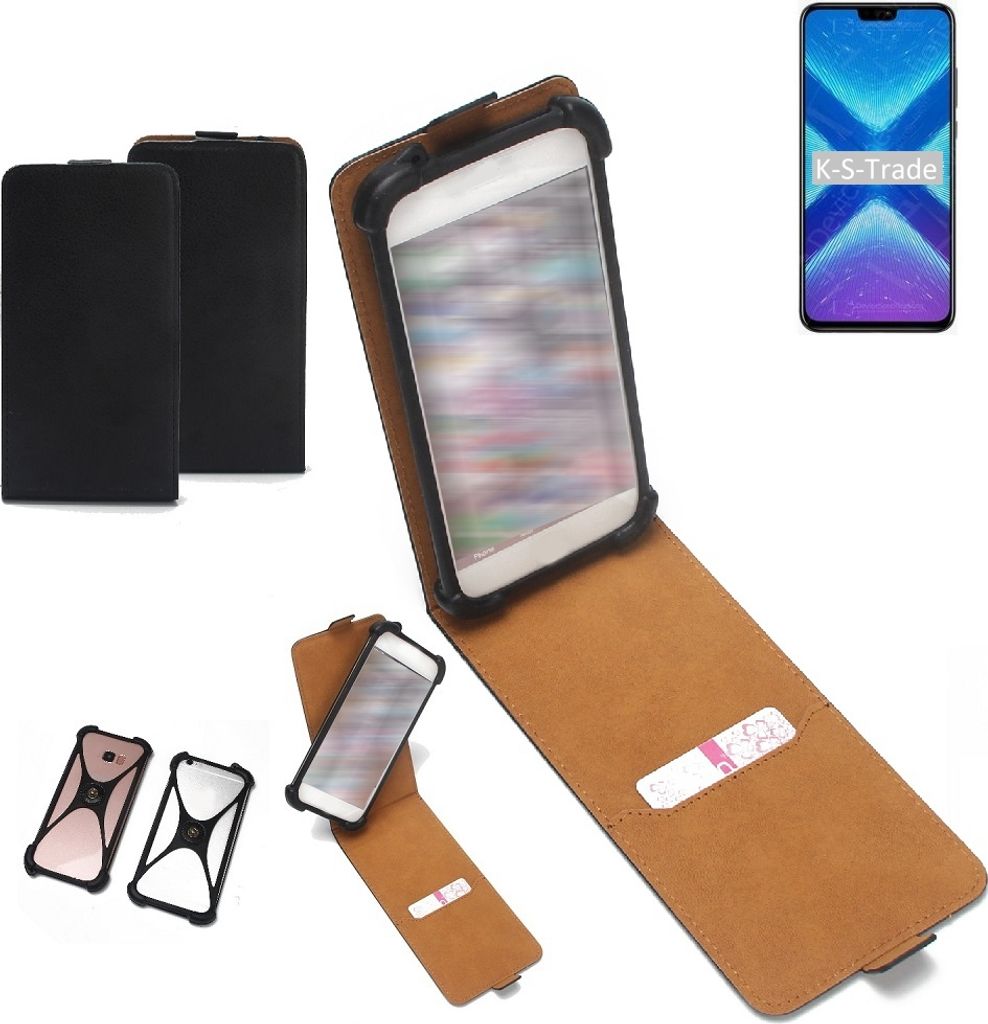 K-S-Trade Handyhülle Schutzhülle kompatibel mit Huawei Honor 9x Lite Hülle Case Cover Flip Style Bumper schwarz 1x