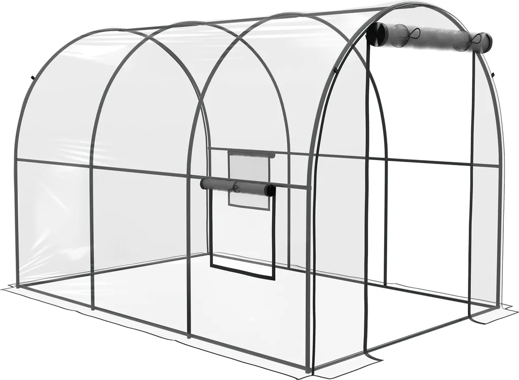 Serre de Jardin Renforcée 6 m2 avec Fenêtres Enroulables et Châssis Acier