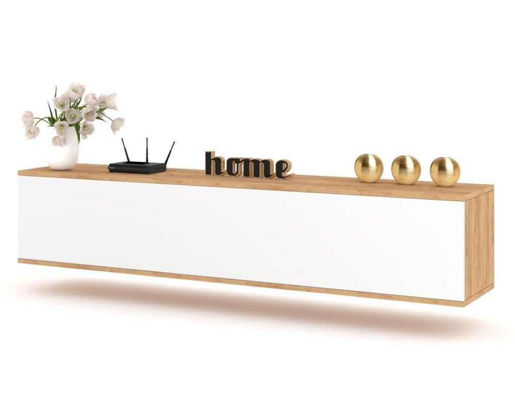 TV-Lowboard Fernsehschrank SIMPLY HÄNGEND Craft Eiche/Weiß Produktbild 