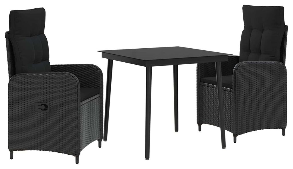 vidaXL Sofa-Tischset mit Kissen mit Kissen 3 pcs Schwarz