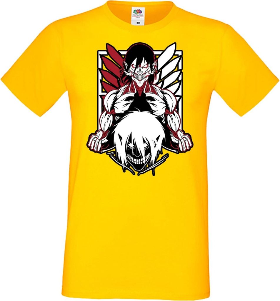 Herren T-Shirt Anime Manga Attack Anime On Titan 05 Puppet Titan, Man M / Gelb