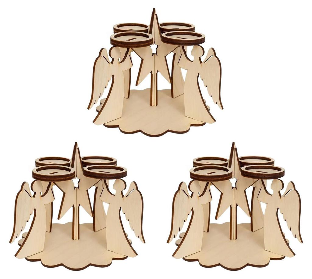 1/2/3 Stück Weihnachts-Engel-Kerzenhalter aus Holz, 4-armig, Teelichthalter, Tischdekoration für Zuhause, Büro, Wohnzimmer, Esszimmer