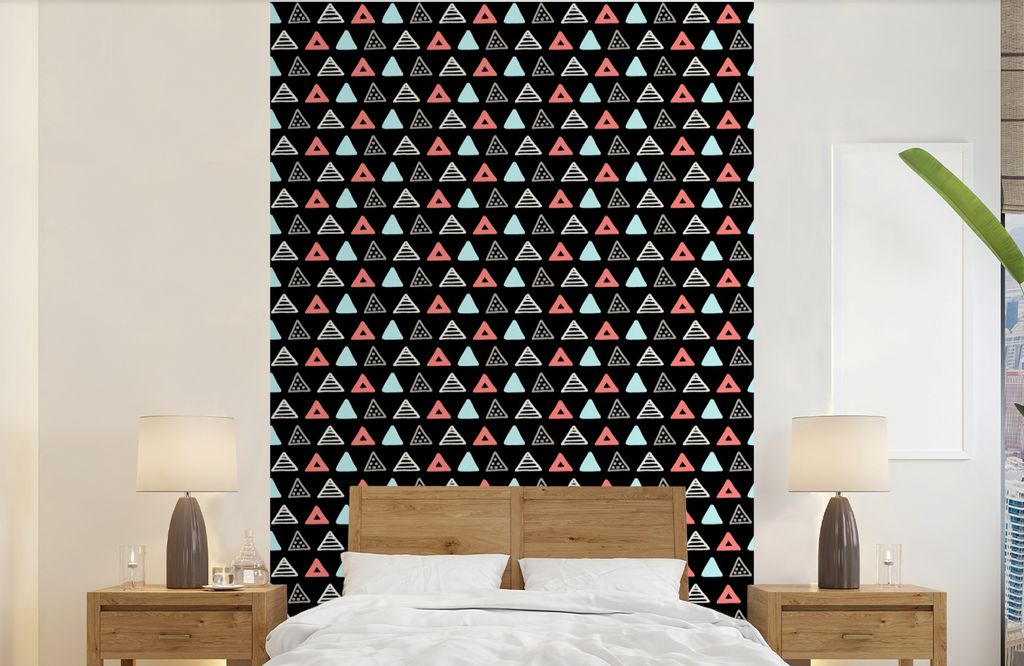 MuchoWow Fototapete für Wohnzimmer oder Schlafzimmer Wandtapete Vinyl Motivtapete Jungen - Design - Dreieck - 190x300 cm - Kinderzimmer