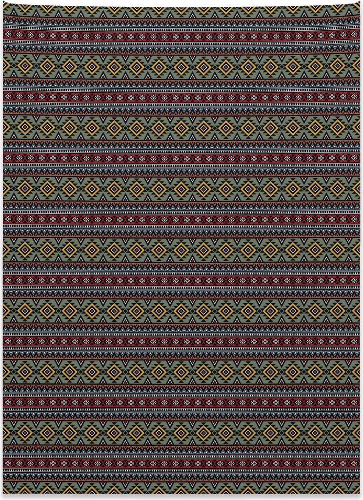 Abakuhaus Ethnisch Wandteppich, Stammes-Azteken-Muster aus Weiches Mikrofaser Stoff Kein Verblassen Klare Farben Waschbar, 110 x 150 cm, Mehrfarbig