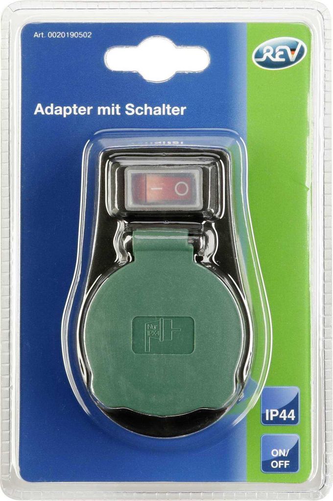 Adattatore REV con interruttore IP44 nero-verde Immagine del prodotto 