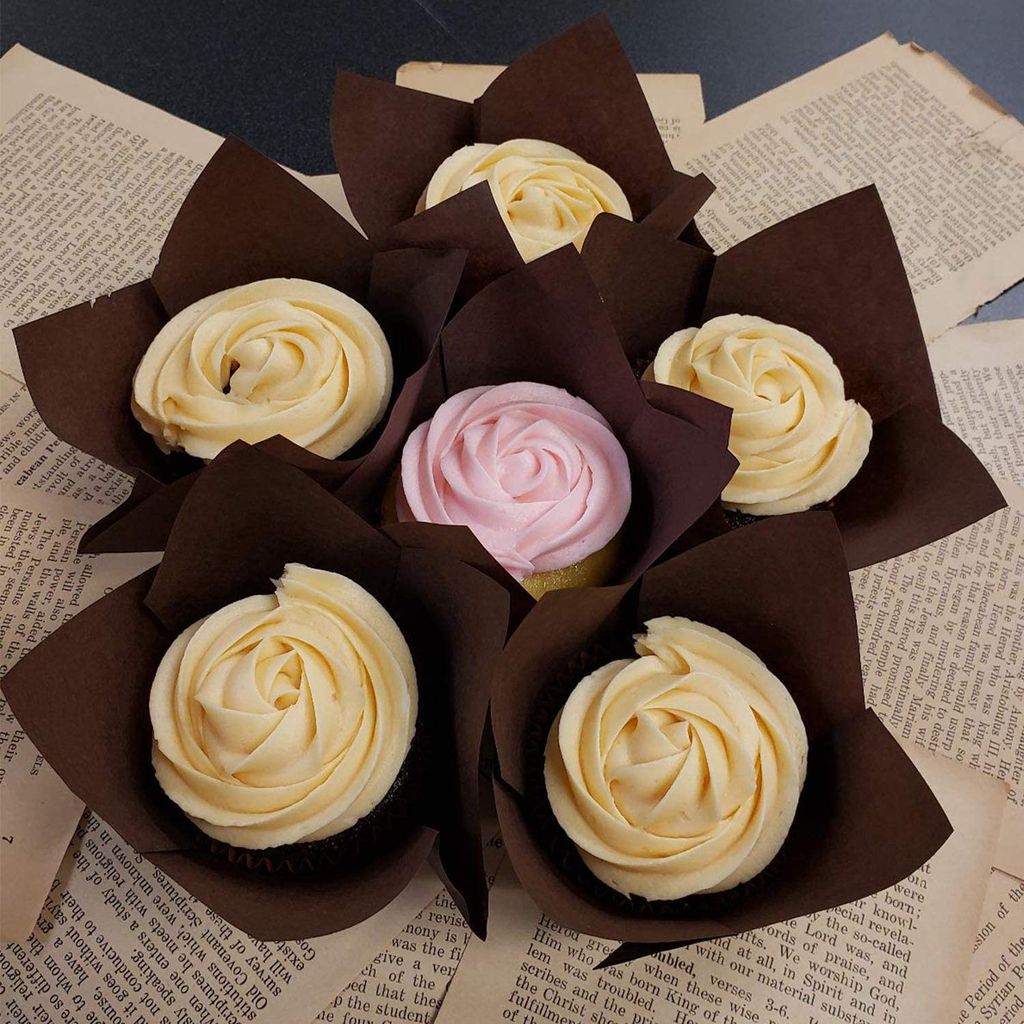 100 Stück Tulpen-Cupcake-Einlagen Aus Papier – Ofenfest, Dunkelblau, Für Muffins & Backideen