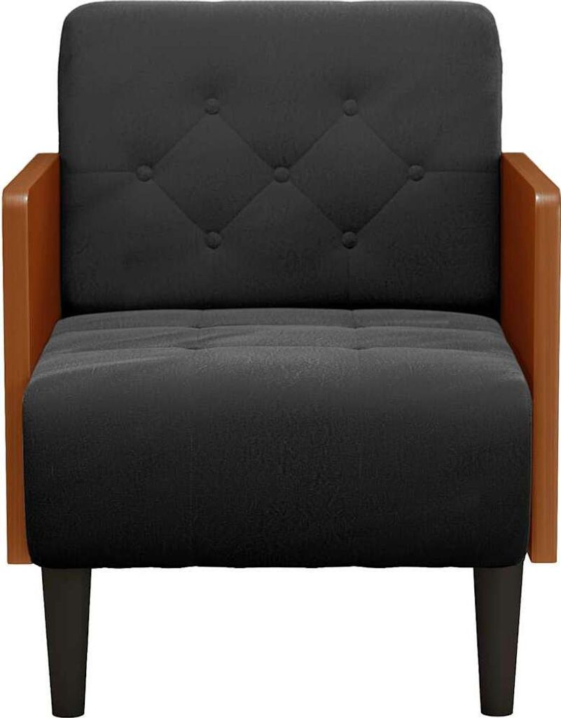 Möbel Fernseh- & Relaxsessel - Schwarz - CLORIS Sessel mit Armlehnen Schwarz 55 cm Samt,18.9 Kg - 393363