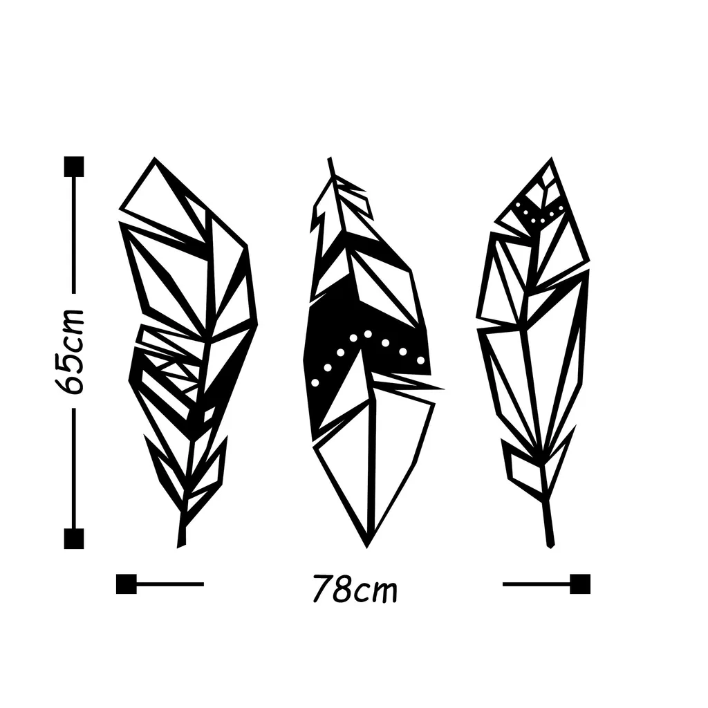 Wallity Feather TNL1583 Décoration Murale Métal Noir 78 x 65 cm Chic - 3