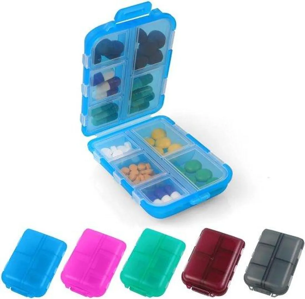 Trousse à pharmacie 10 compartiments bleue pour pilules et vitamines
