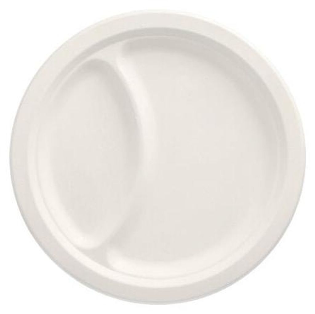 Teller, Zuckerrohr "pure" 2-geteilt Ø 23 cm · 2 cm weiss Produktbild 