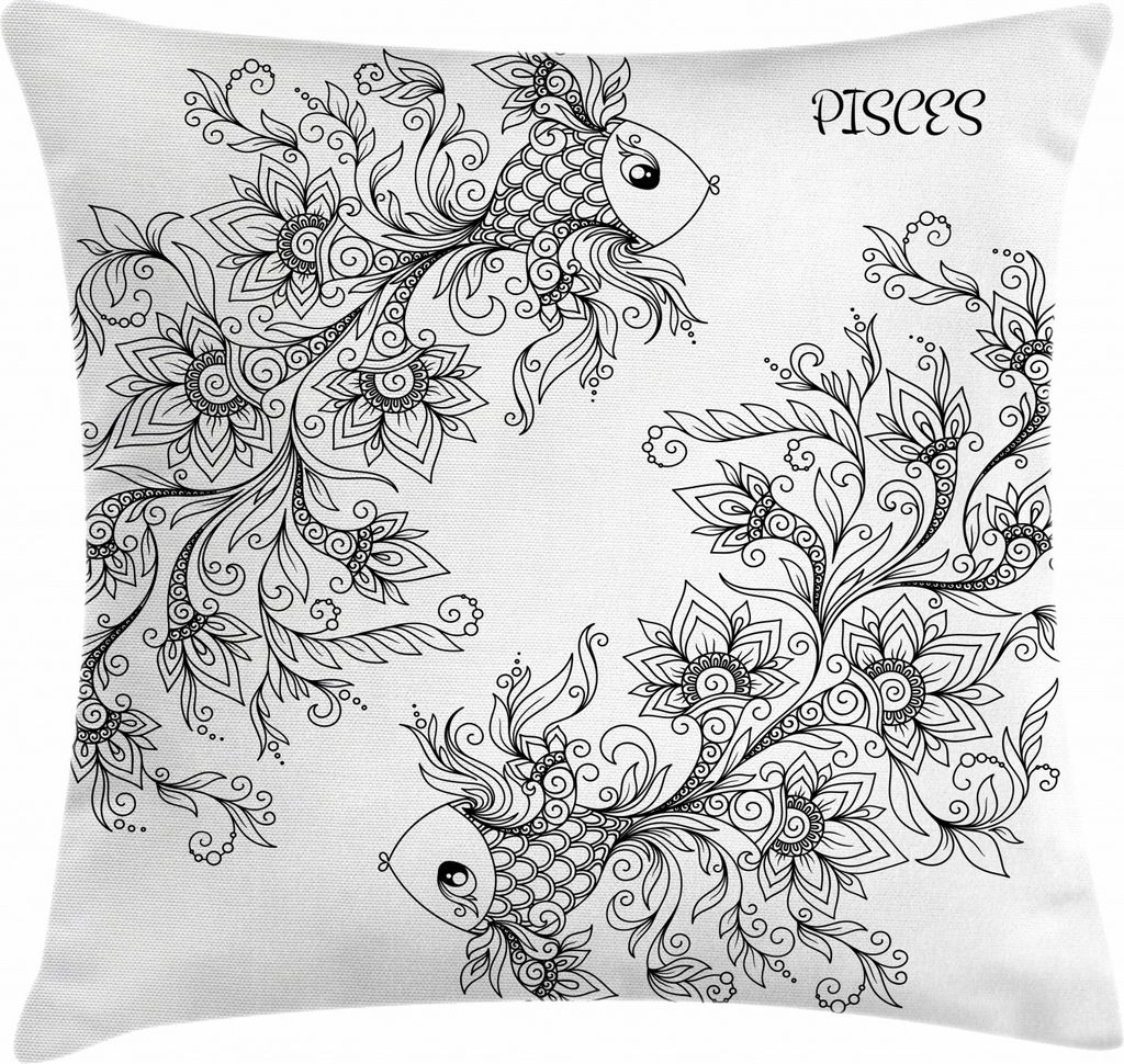 ABAKUHAUS Blumen Kissenbezug, Astrologie Fische Zeichen, Waschbar mit Reißverschluss Kissenhülle mit Farbfesten Klaren Farben Beidseitiger Druck,...