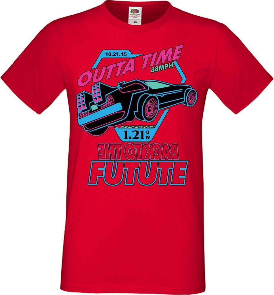 Herren T-Shirt Anime Manga Back To The Future, Man S / Rot