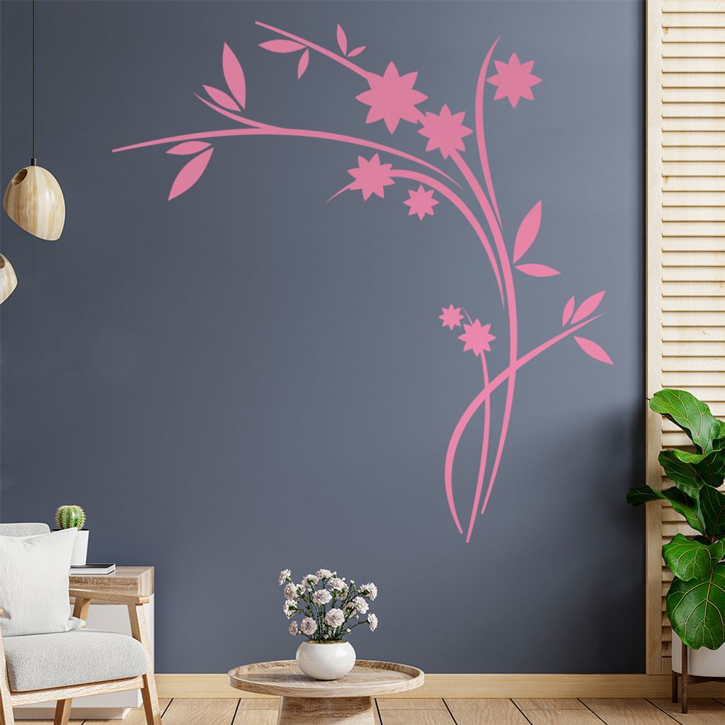 Blüten mit Sternblättern Wandtattoo in 6 Größen - Wandaufkleber Wall Sticker - Dekoration, Küche, Wohnzimmer, Schlafzimmer, Badezimmer