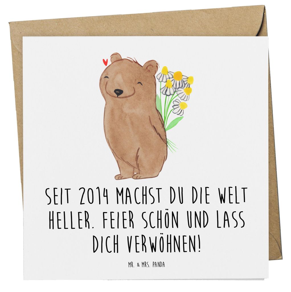 Mr. & Mrs. Panda Klappkarte 2014 Geburtstag - Weiß - Geschenk, faltkarte, Geburtsjahr erinnern, Geburtstagserinnerungen, Alter, Grußkarte, Glück...