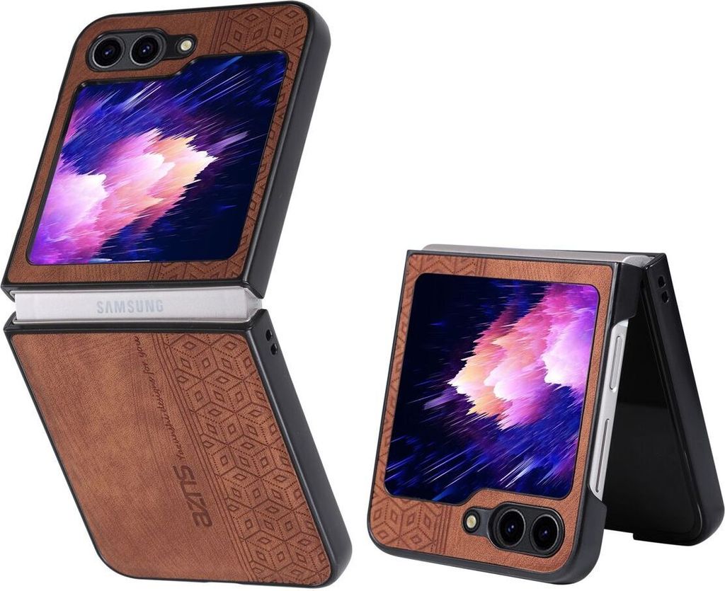 König Design Hülle kompatibel mit Samsung Galaxy Z Flip5 5G Kunststoff Soft Handyhülle - Handy Case Braun