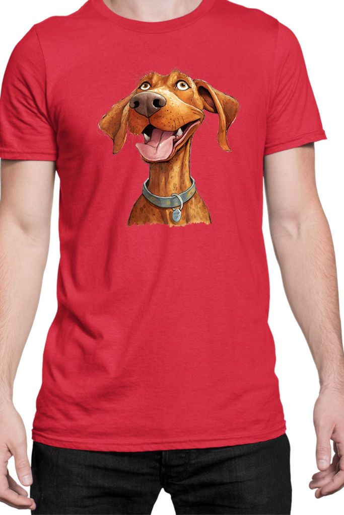 Herren T-Shirt Funny Dogs Breeds Vizsla Dog Breed, Man XL / Rot