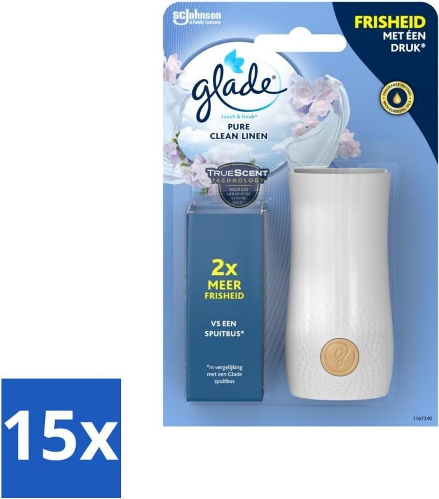 Glade - Holder Touch & Fresh - Reines sauberes Leinen - 10 ml - Vorteilspack - 15 Stücke