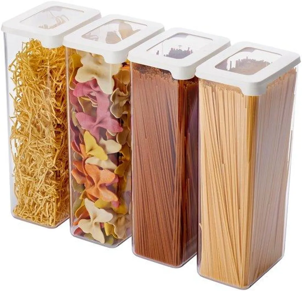 Organisateur de placard de cuisine 2,25L pour pâtes et riz - Set de 4