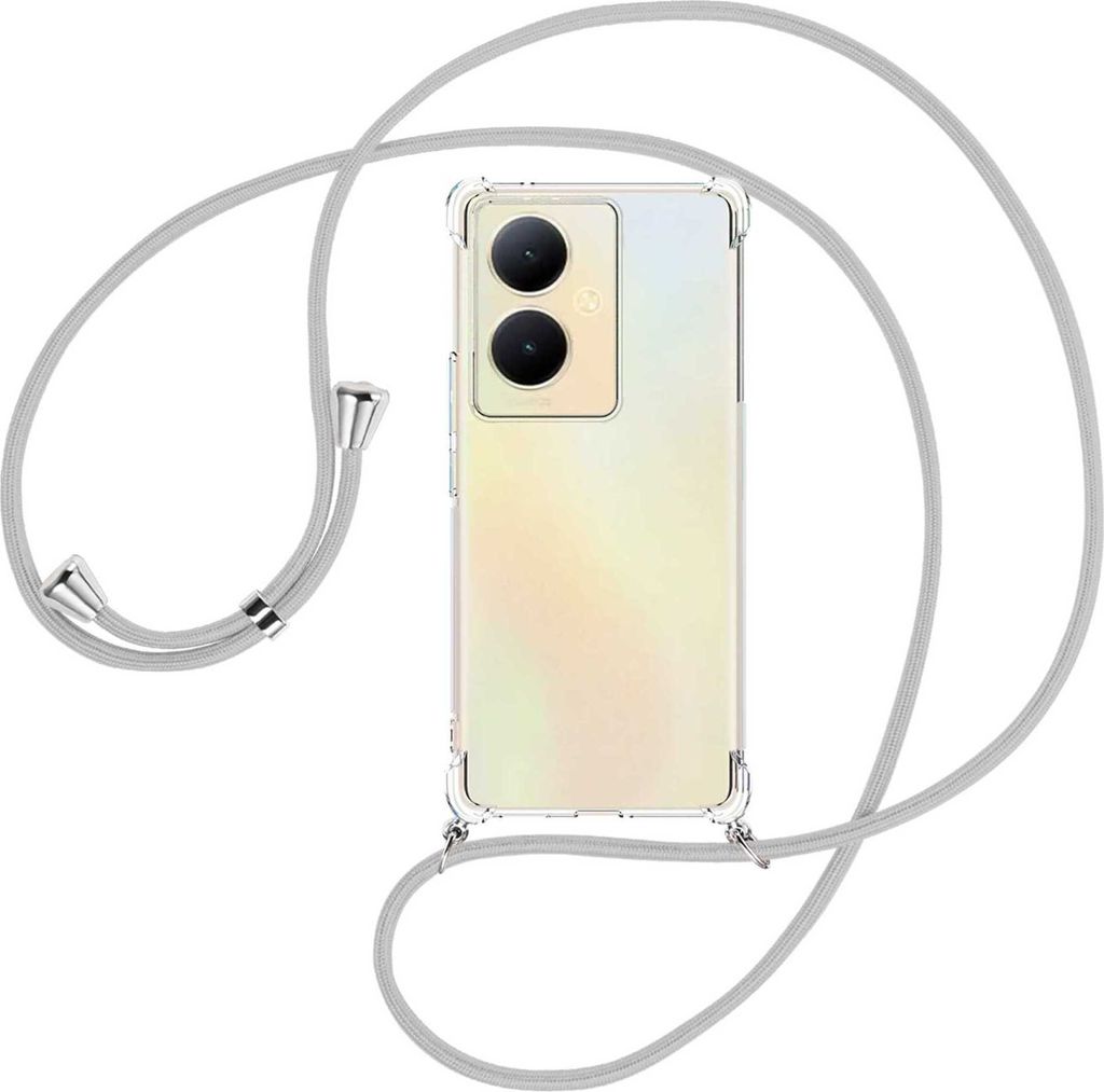Handykette Backcover-Schutzhülle mit Band (Metall silberfarben) für vivo Y78 5G, Y78 Plus 5G, V29 Lite 5G - silbergrau