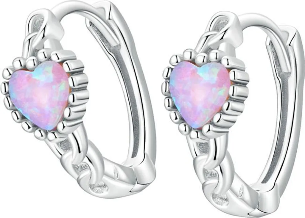 Orecchini in argento, cerchi a cuore, S925