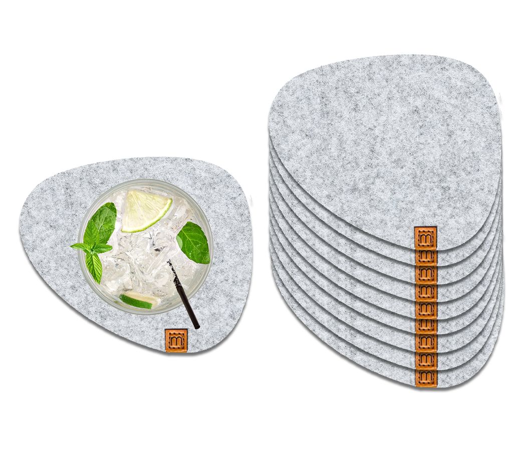 Glasuntersetzer mit Lederlabel 10er-Set