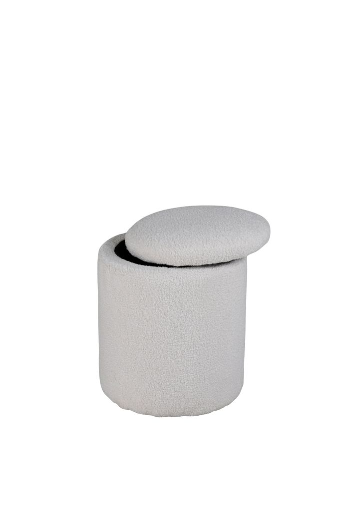 Limpen Pouf Ø32cm mit Aufbewahrung weiß. Produktbild 5